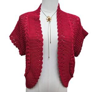 Cato Women Vtg 90s Y2K Coastal Euro Summer Boho Beach Cottage Crochet Cardigan L